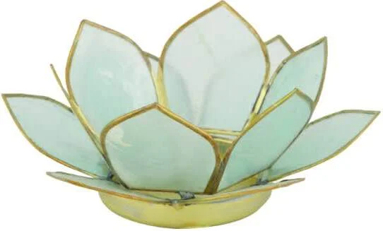 Dijk Natural Collections waxinelichthouder Lotus groen / goud D 10 H 4 cm