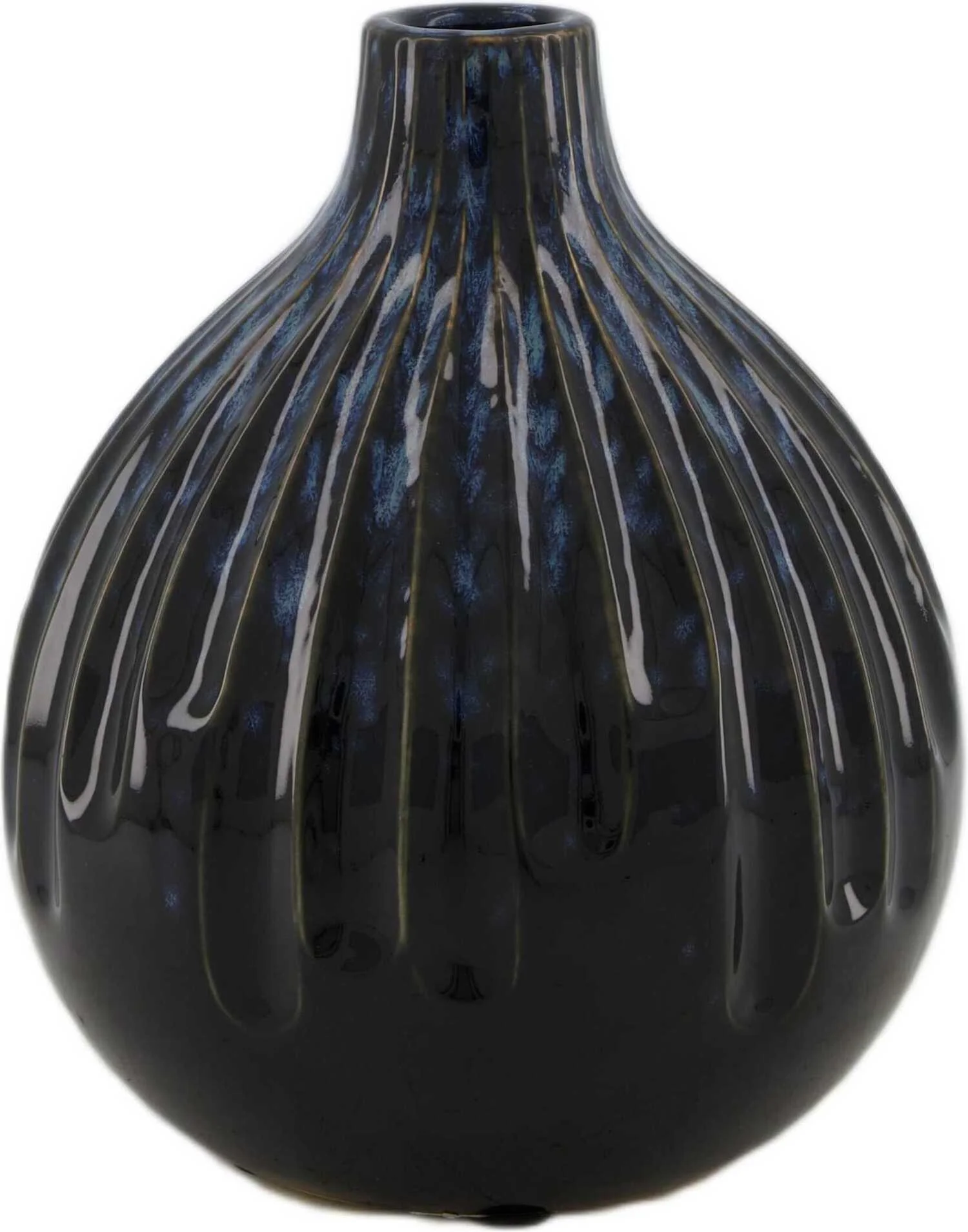 Dijk Natural Collections vaas Sam zwart / blauw D 16,5 x H 19 cm