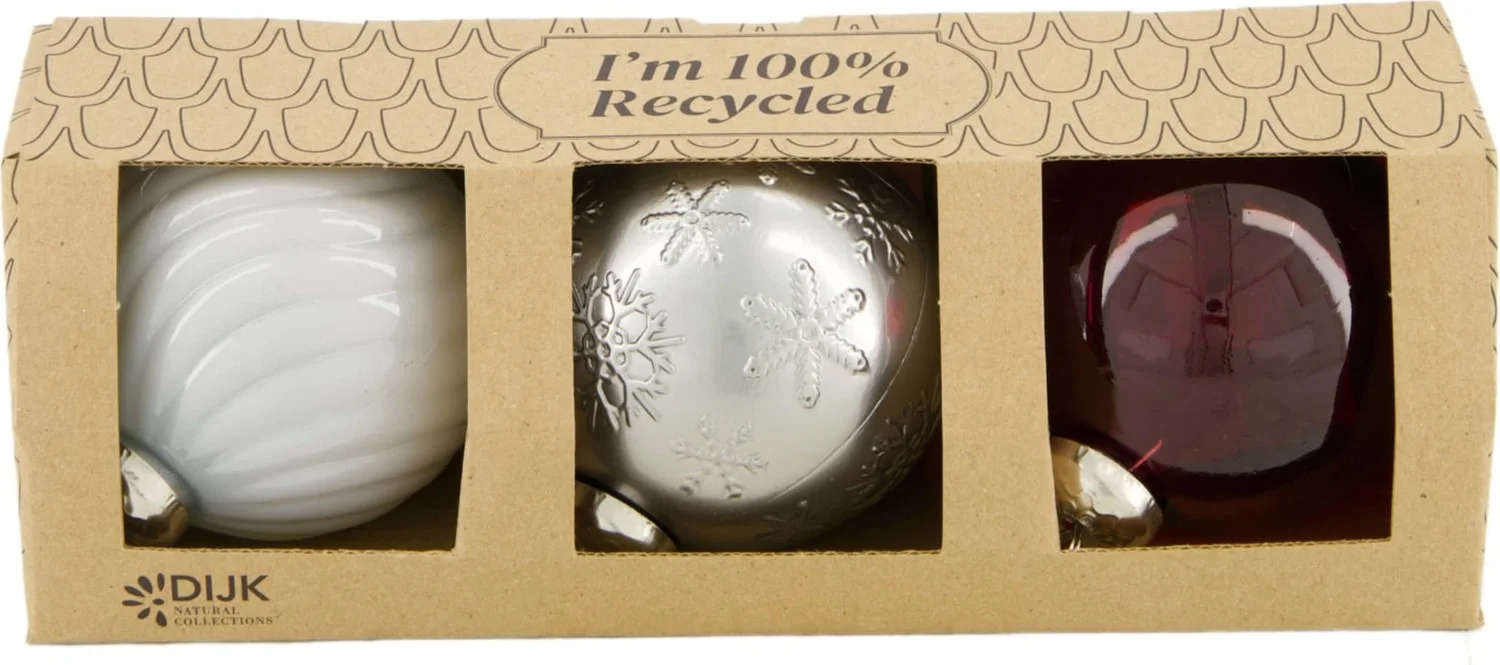 Dijk Natural Collections kerstbal zilver D 8 cm 3 stuks