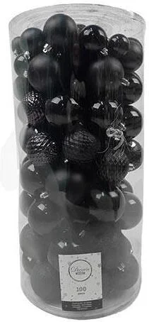 Decoris kerstballen PLC XXL zwart D 8 cm 100 stuks