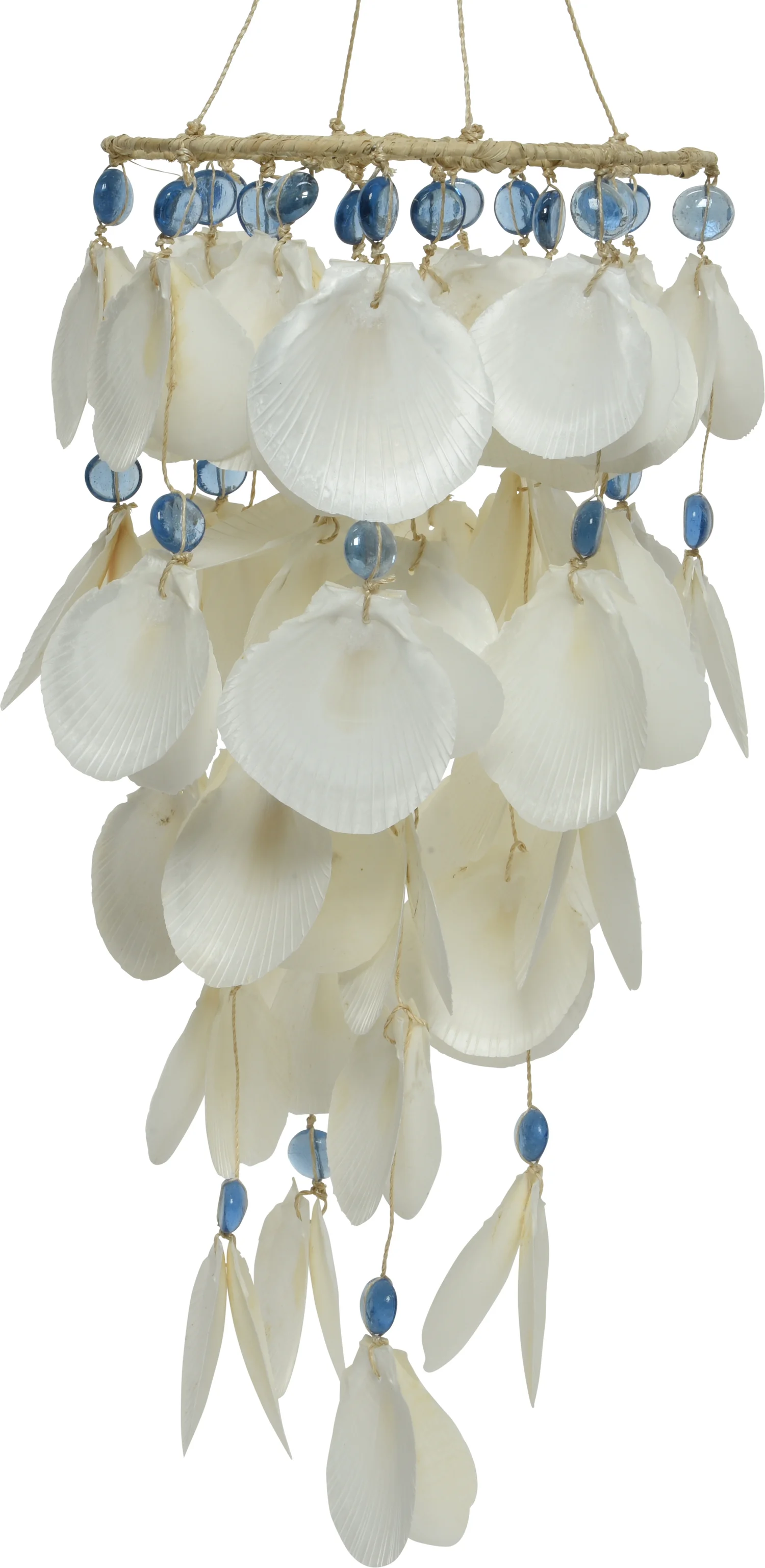Decoris  windgong schelpen wit / blauw D 20 H 46 cm