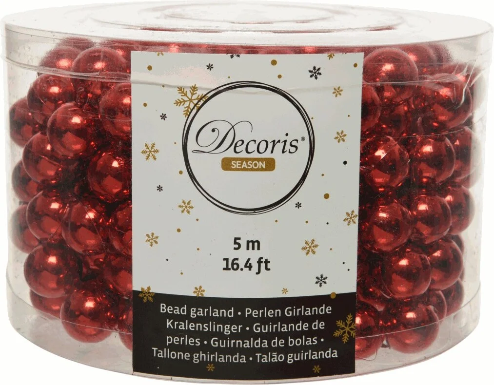 Decoris kralenketting rood D 1,4 H 500 cm