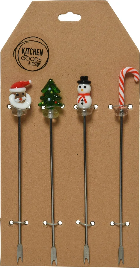 Decoris tapasstokjes kerst multi 4 stuks