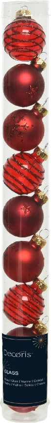 Christmas kerstbal Marilene rood D 3 cm 9 stuks