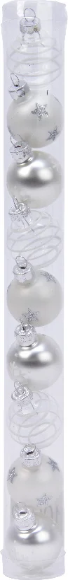 Decoris kerstbal grijs / zilver / transparant D 3 cm 9 stuks