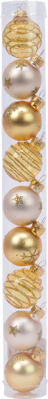 Decoris kerstbal crème / goud D 3 cm 9 stuks