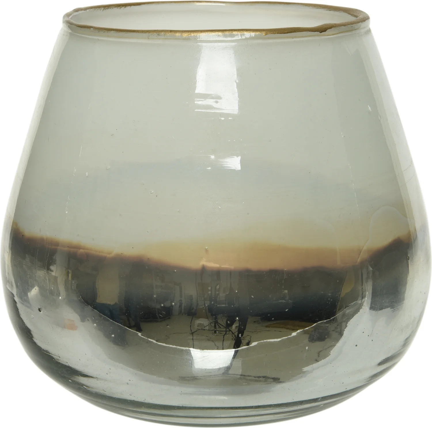 Decoris waxinelichthouder wit / zilver D 14 H 14 cm