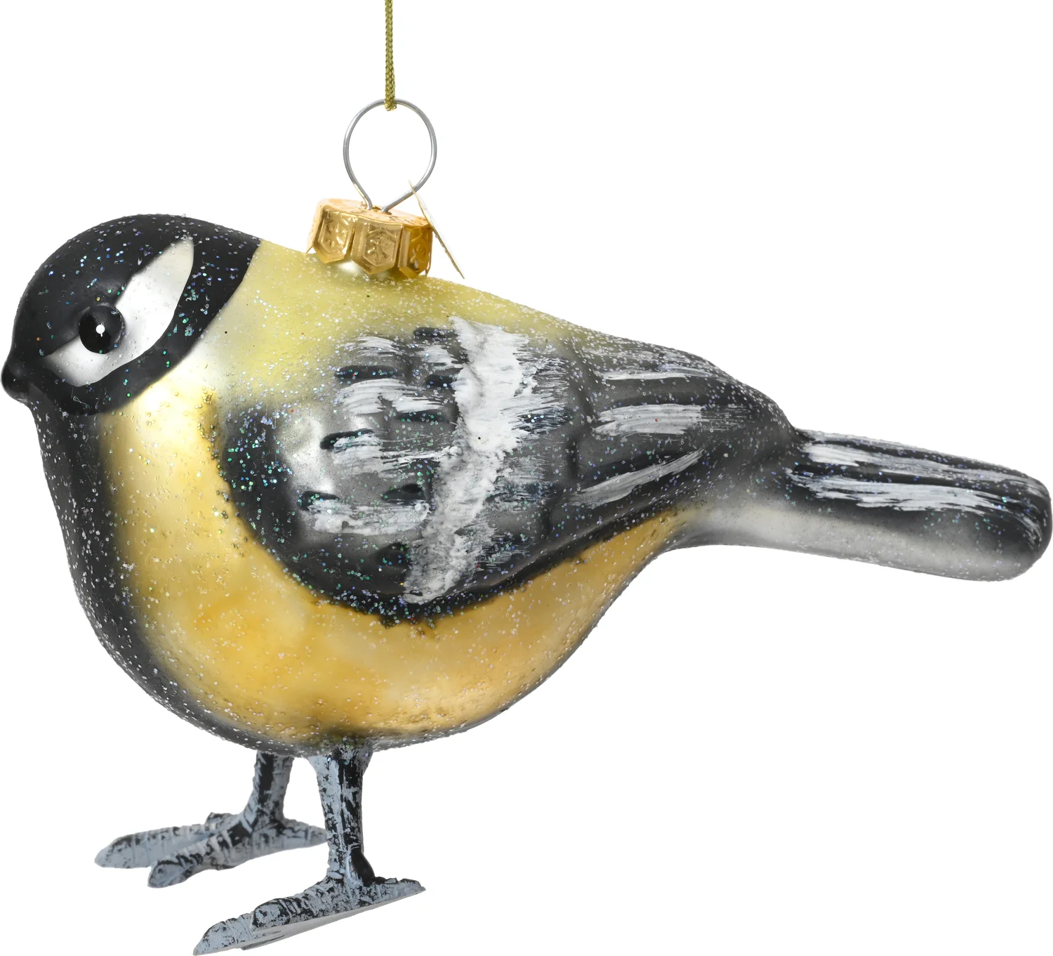 Decoris kerst ornament Lintu koolmees geel / zwart 8,8 x 4,7 x 10,5 cm