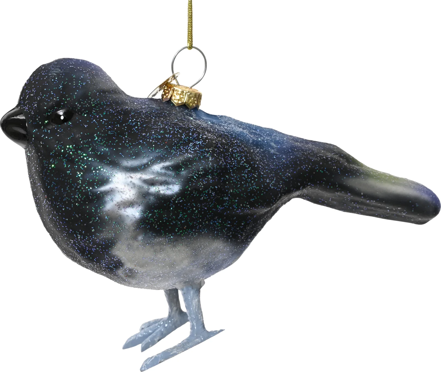 Decoris kerst ornament Lintu ekster zwart 9,2 x 5,6 x 10,4 cm