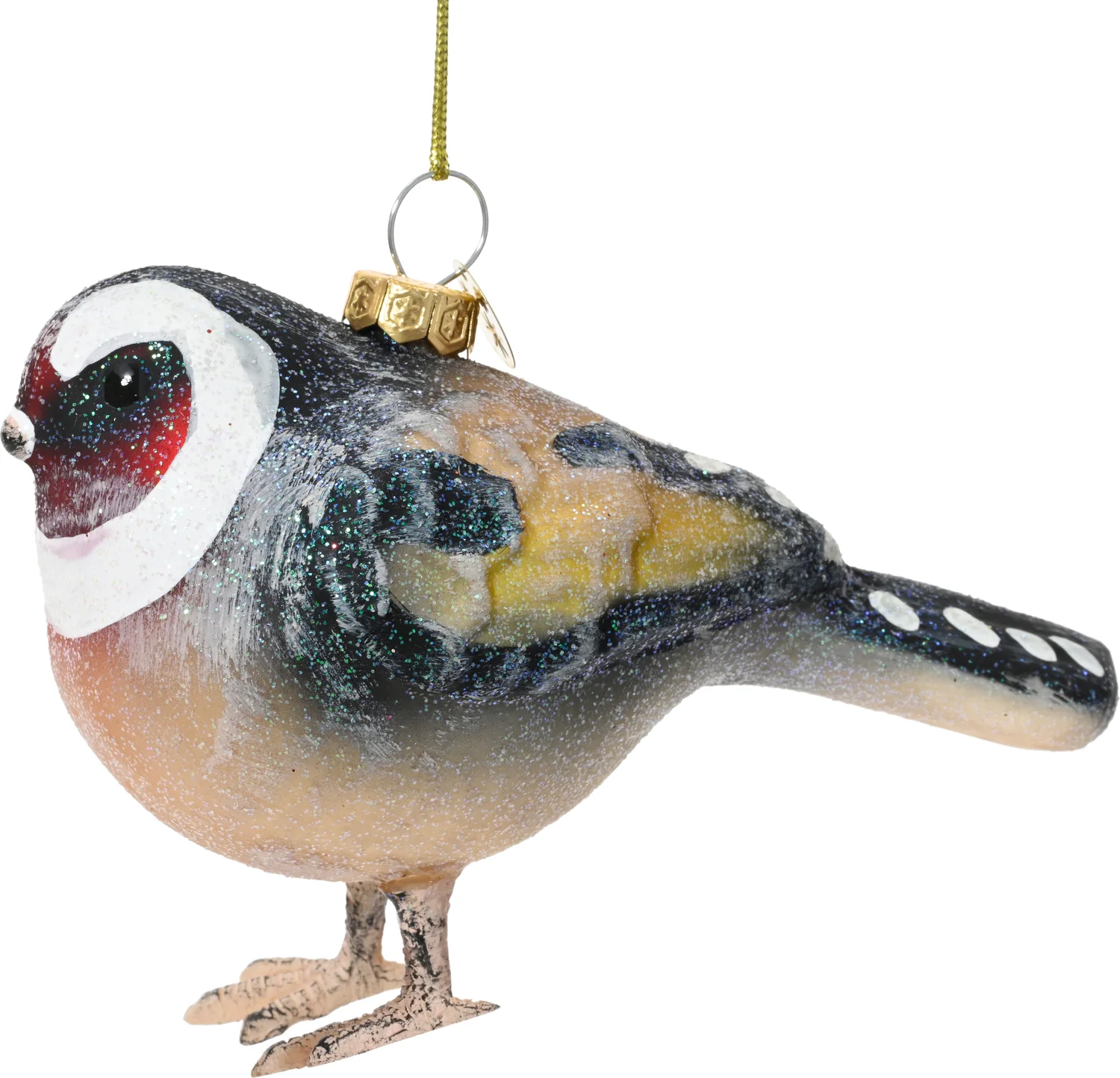 Decoris kerst ornament Lintu putter zwart / beige 8 x 5,7 x 10,3 cm