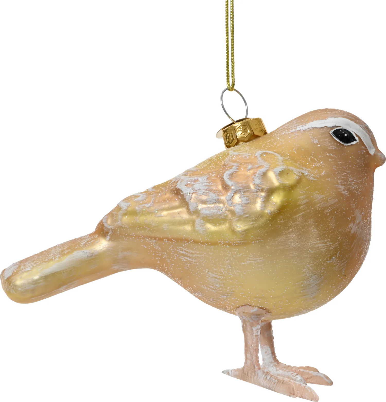 Decoris kerst ornament Lintu winterkoning beige 9,1 x 5,7 x 10,5 cm