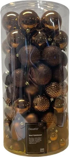 Decoris kerstbal espresso D 4 / 6 / 8 cm 100 stuks