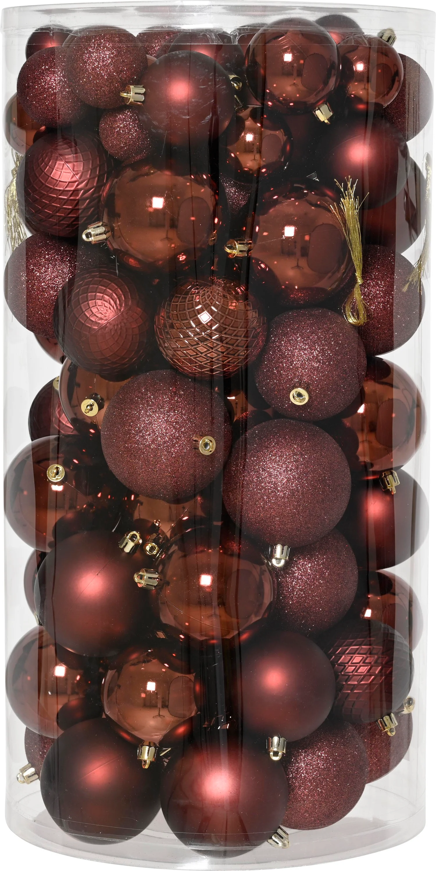 Decoris kerstbal maroon D 4 / 6 / 8 cm 100 stuks