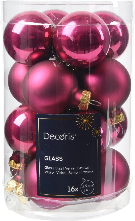 Decoris kerstbal roze D 3,5 cm 16 stuks