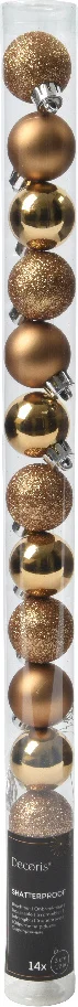 Decoris kerstbal bruin D 3 cm 14 stuks