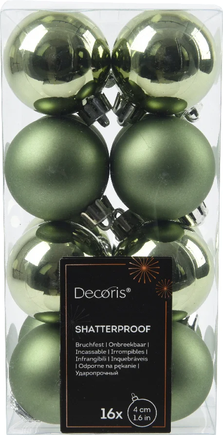 Decoris kerstbal groen D 4 cm 16 stuks