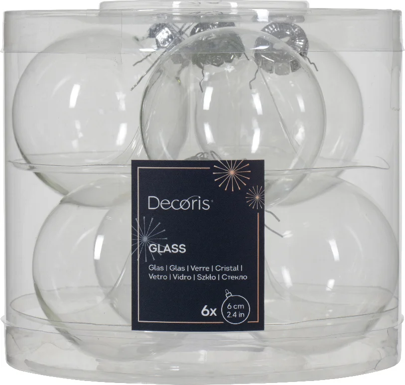 Decoris kerstbal Marilene transparant D 6 H 6 cm 6 stuks