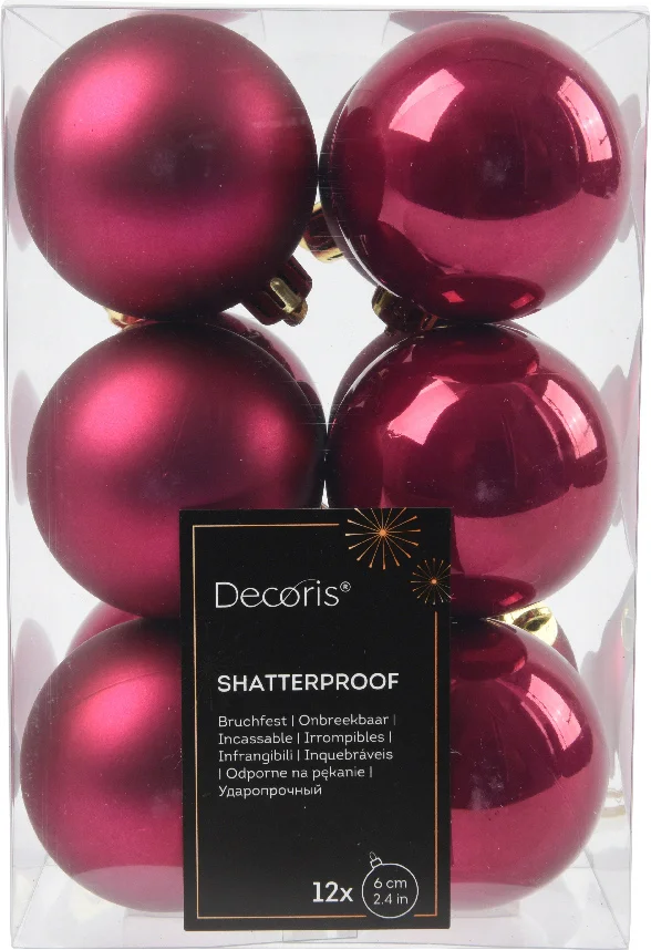 Decoris kerstbal roze D 6 cm 12 stuks
