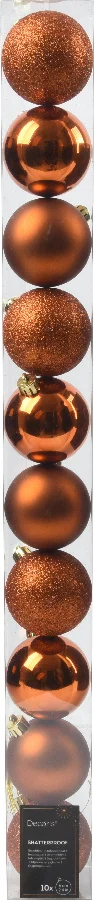 Decoris kerstbal oranje D 6 cm 10 stuks