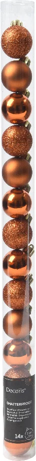 Decoris kerstbal oranje D 3 cm 14 stuks