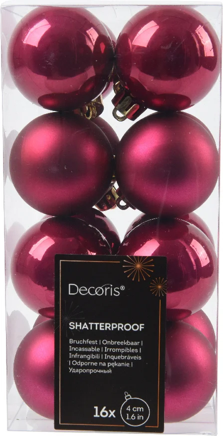 Decoris kerstbal roze D 4 cm 16 stuks