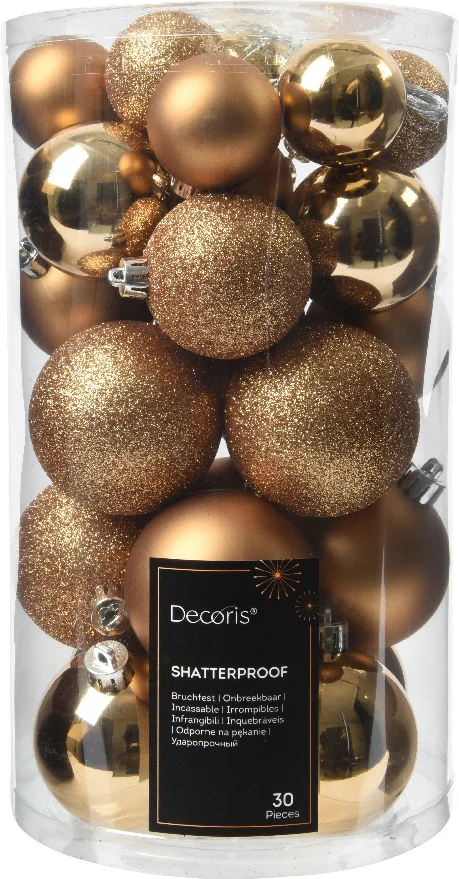 Decoris kerstbal bruin D 6 cm 30 stuks
