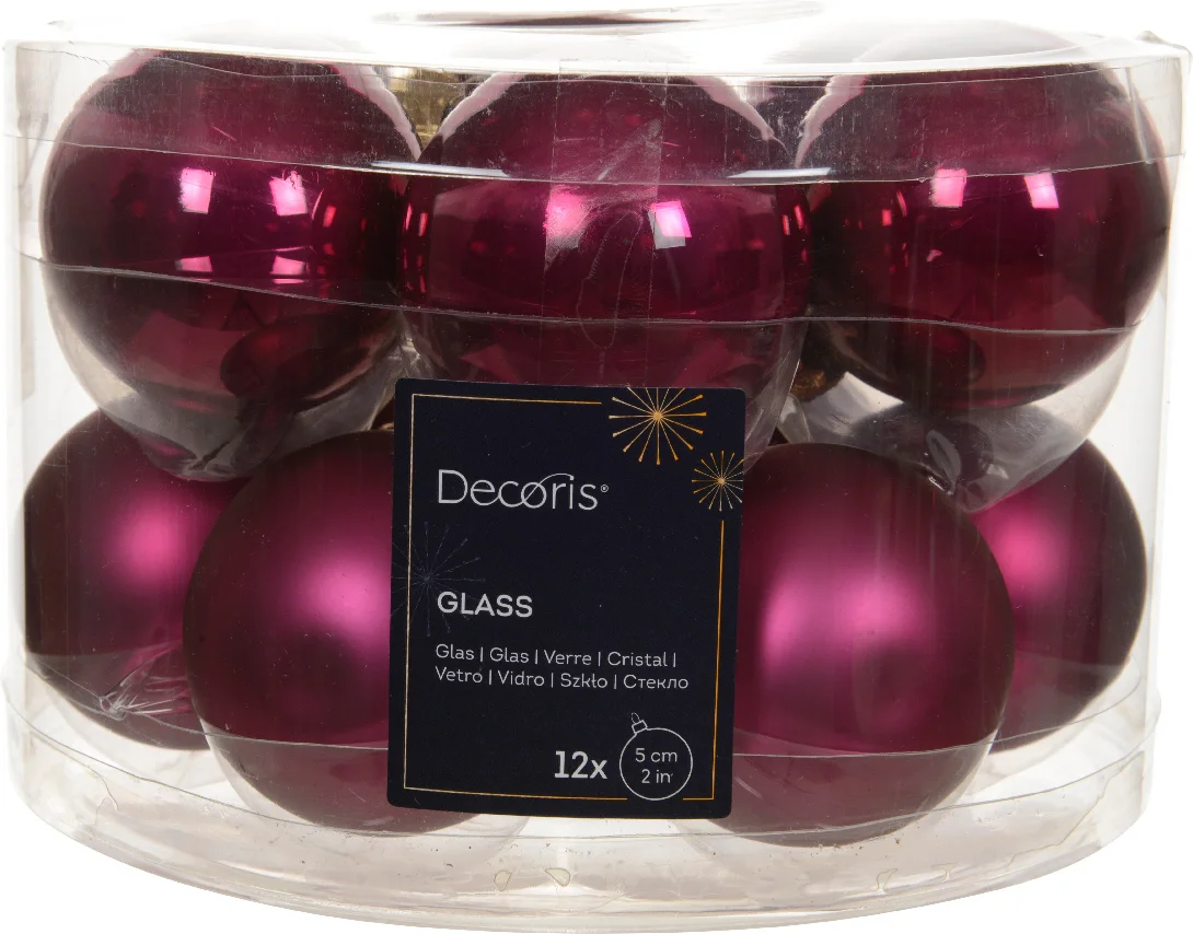 Decoris kerstbal roze D 5 cm 12 stuks