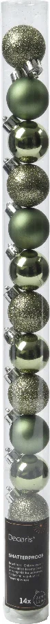 Decoris kerstbal groen D 3 cm 14 stuks