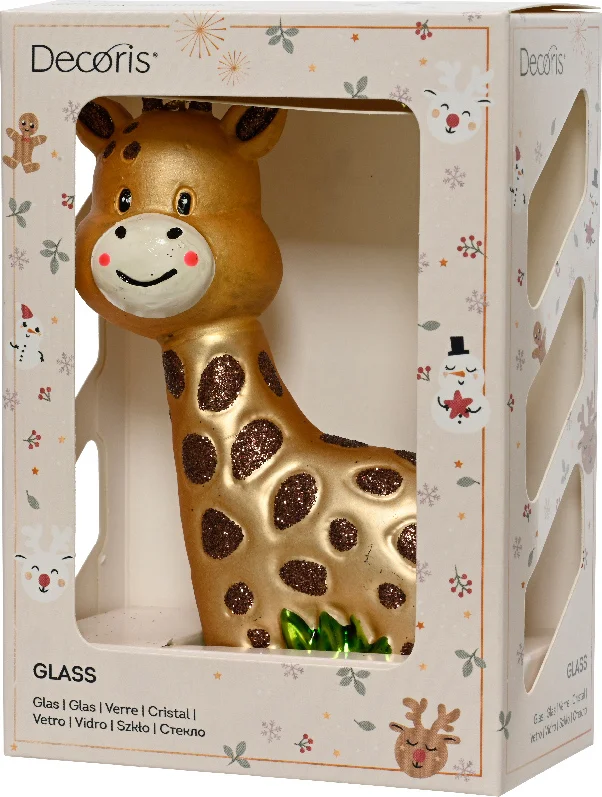 Decoris kerstornament Fancy giraffe bruin 8,5 x 4,2 x 13 cm