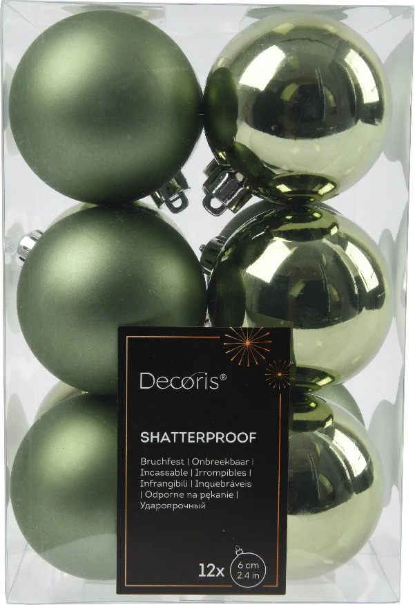 Decoris kerstbal groen D 6 cm 12 stuks
