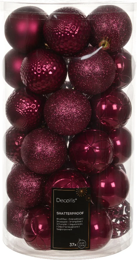 Decoris kerstbal roze D 6 cm 37 stuks