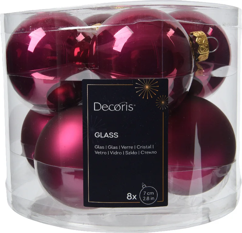Decoris kerstbal roze D 7 cm 8 stuks