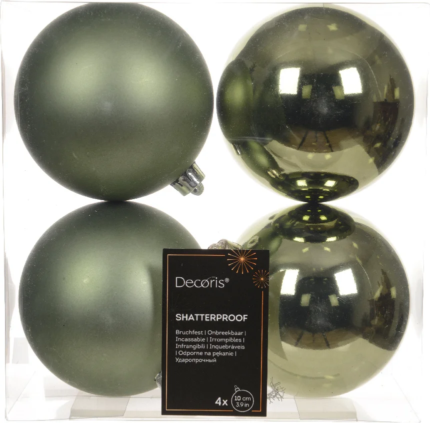 Decoris kerstbal groen D 10 cm 4 stuks
