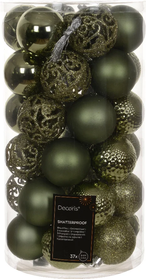 Decoris kerstbal groen D 6 cm 37 stuks