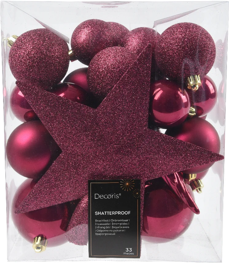 Decoris kerstbal roze D 8 cm 33 stuks