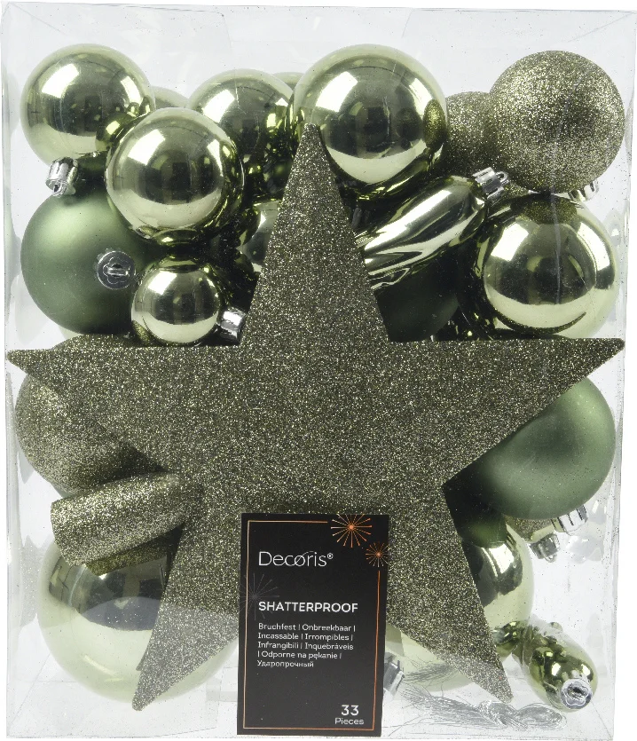 Decoris kerstbal groen D 8 cm 33 stuks