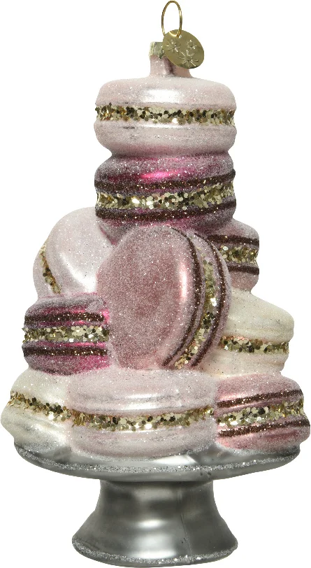 Decoris kerstornament Sweet macaron roze 8 x 8 x 14 cm