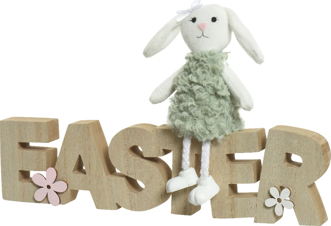 Decoris ornament easter met konijn naturel 2 x 25 x 16 cm
