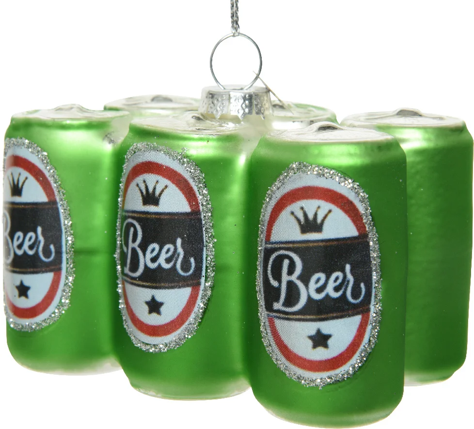 Decoris kerst ornament sixpack bier groen 6 x 9 x 8 cm
