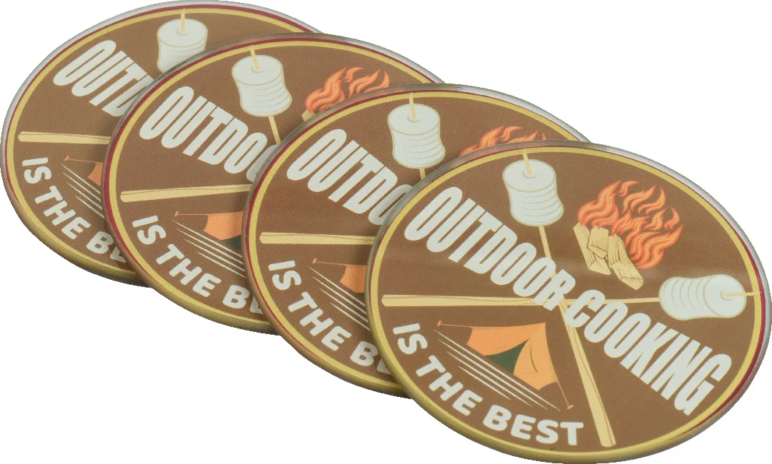 Decoris onderzetter Outdoor Cooking multi D 9 H 2,3 4 stuks