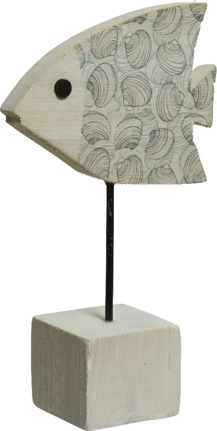 Decoris tuinbeeld op voet vis Dirk grijs 4 x 12 x 20 cm