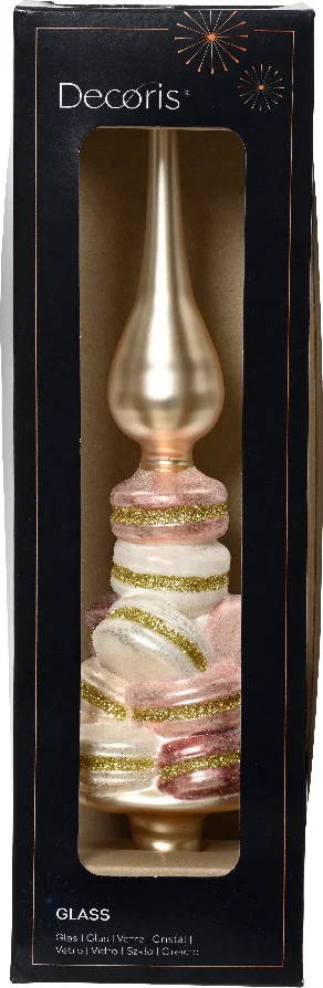 Decoris piek Sweety macaron goud / wit D 8 H 29,5 cm