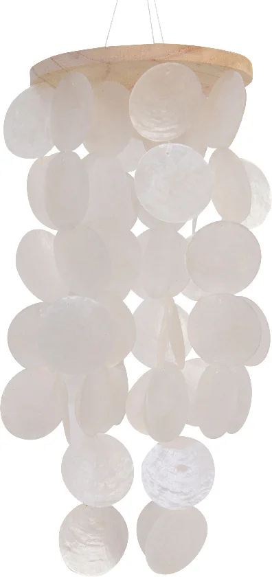 Decoris windgong schelpen Deena wit D 14,5 H 36 cm