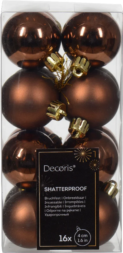Decoris kerstbal Marilene espresso D 4 H 4 cm 16 stuks