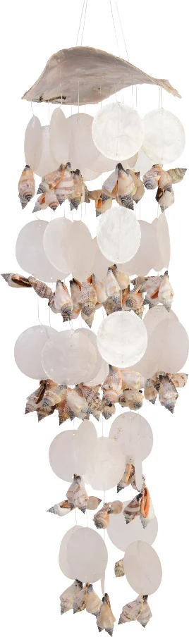 Decoris windgong schelpen Deena wit 15,5 x 14 x 38 cm