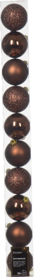 Decoris kerstbal Marilene espresso D 6 H 6 cm 10 stuks