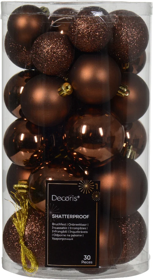 Decoris kerstbal Marilene espresso D 6 H 6 cm 30 stuks