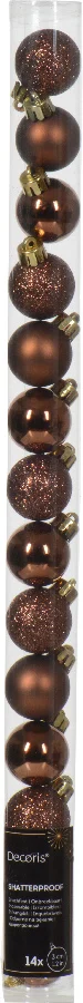 Decoris kerstbal Marilene espresso D 3 H 3 cm 14 stuks
