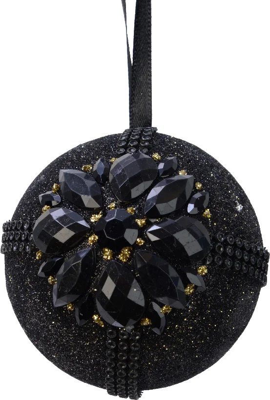 Decoris kerstbal zwart D 8 cm
