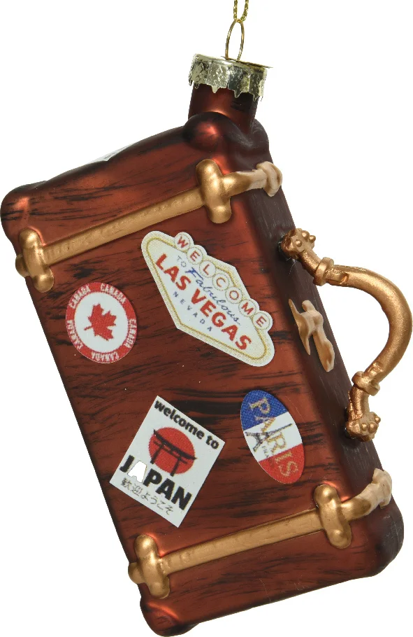 Decoris kerst ornament koffer brons 3,7 x 8 x 12 cm